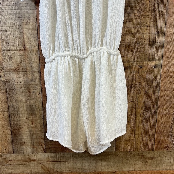 Sabo Romper Elasa Womens Small White Button Short Sleeve Textured Crinkle Swim - Picture 9 of 16